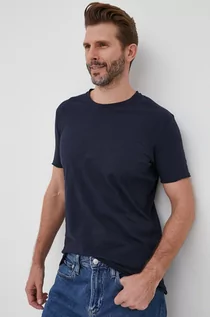 Koszulki męskie - Sisley t-shirt bawełniany kolor granatowy gładki - grafika 1