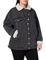 Kurtki damskie - NA-KD Damska kurtka jeansowa Aviator, Black, 42 - miniaturka - grafika 1