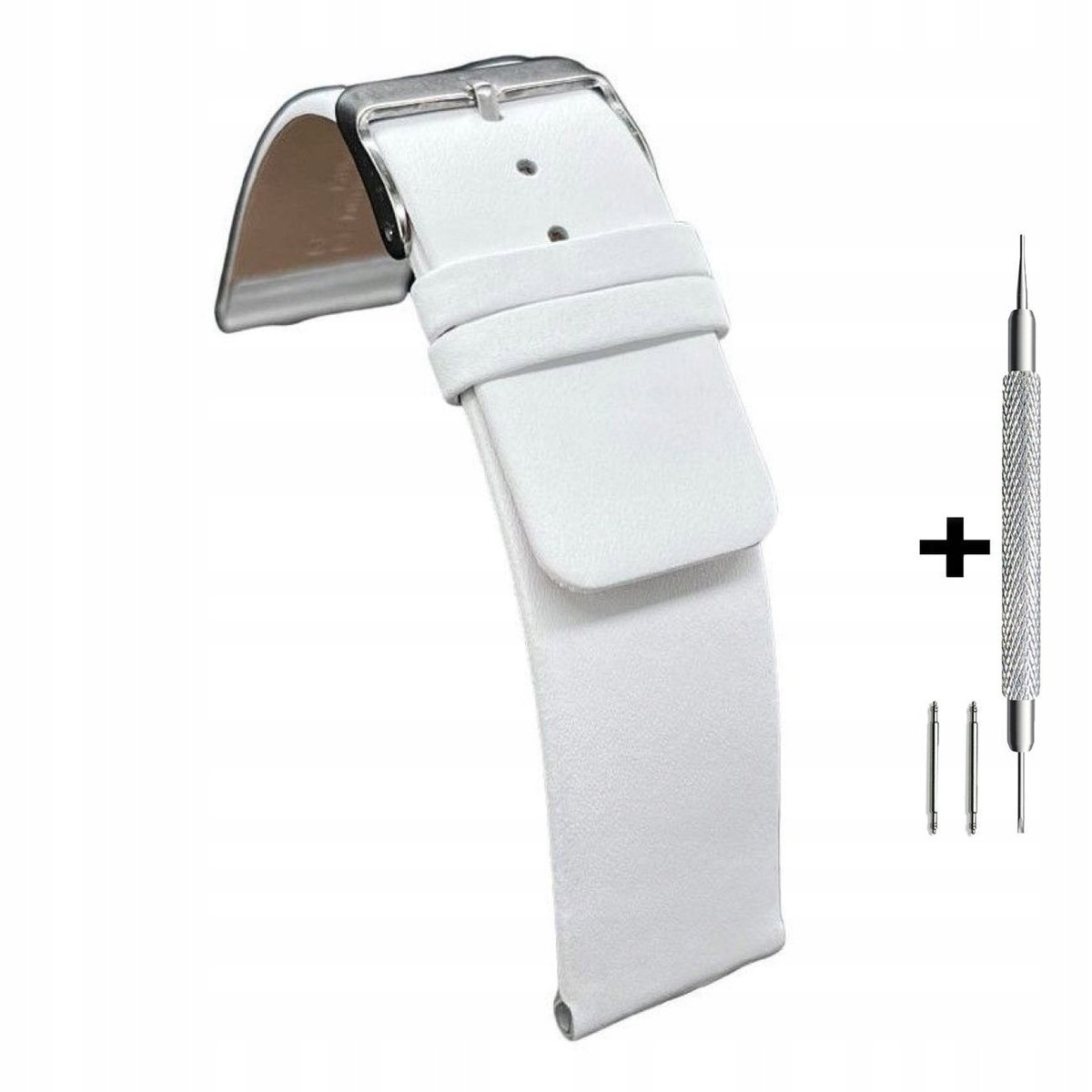 Biały pasek 18 mm skórzany DILOY 327.18.22 + dwa teleskopy i narzędzie