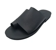 Klapki i japonki męskie - Czarne nowoczesne klapki ze skóry naturalnej SANDINISTA S4831  [Rozmiar: 43] - miniaturka - grafika 1