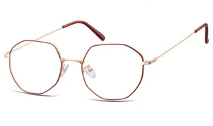 Lenonki Sześciokątne Okulary oprawki optyczne 925 czerwono-złote - Okulary korekcyjne, oprawki, szkła - miniaturka - grafika 1