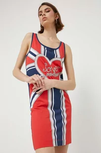 Love Moschino sukienka bawełniana kolor niebieski mini prosta - Sukienki - miniaturka - grafika 1