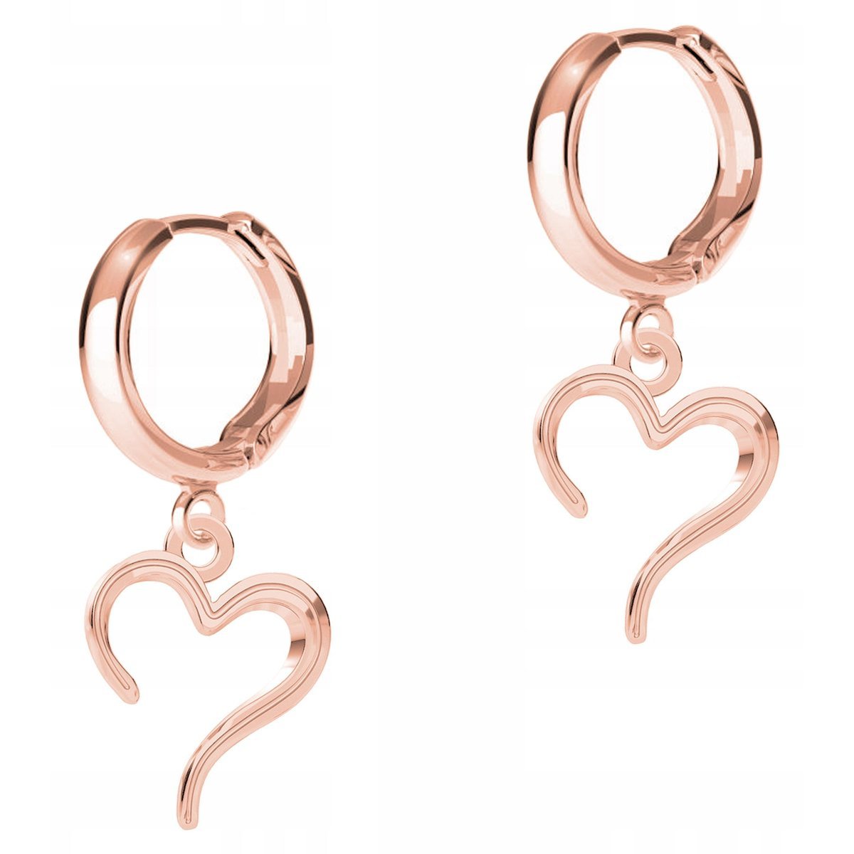 Kolczyki Pozłacane Ozdobne Serca Serduszka Bigle z Serduszkiem SREBRO 925