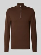 Swetry męskie - Bluza z kołnierzem z mieszanki bawełny z efektem dzianiny - miniaturka - grafika 1