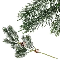 Ozdoby bożonarodzeniowe - Gałązka świąteczna z szyszkami ośnieżona sztuczna ozdoba do stroika 34 cm - miniaturka - grafika 1