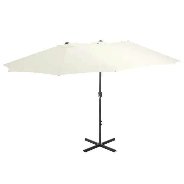 Podwójny Parasol z Ochroną UV, Poliester, Piaskowy, 460x270x246 cm