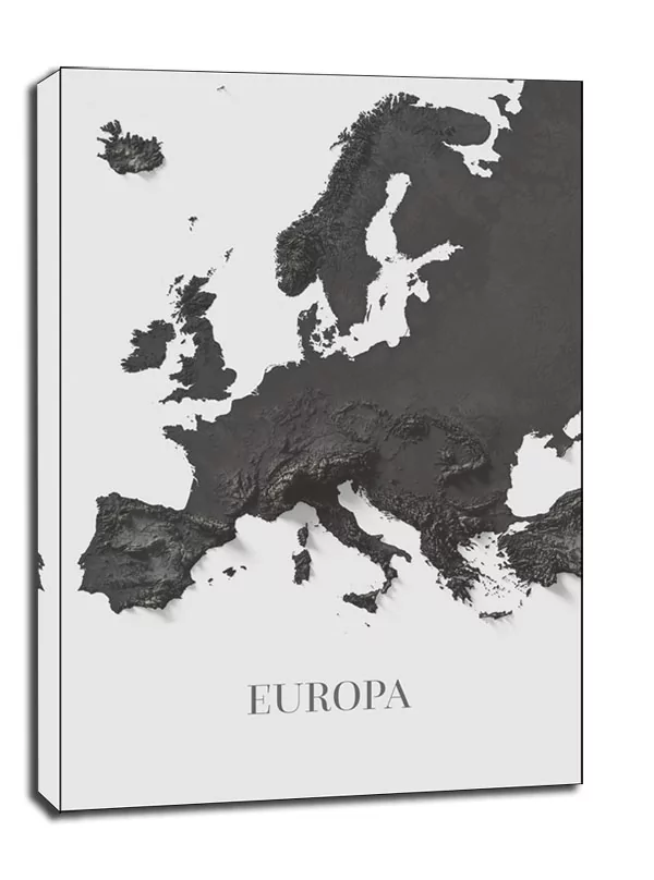 Europa mapa czarno biała - obraz na płótnie Wymiar do wyboru: 40x60 cm