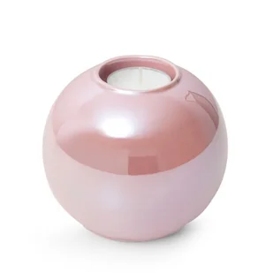 Świecznik Dekoracyjny Ceramiczny Simona 12X12X11 Różowy - Świeczniki - miniaturka - grafika 1
