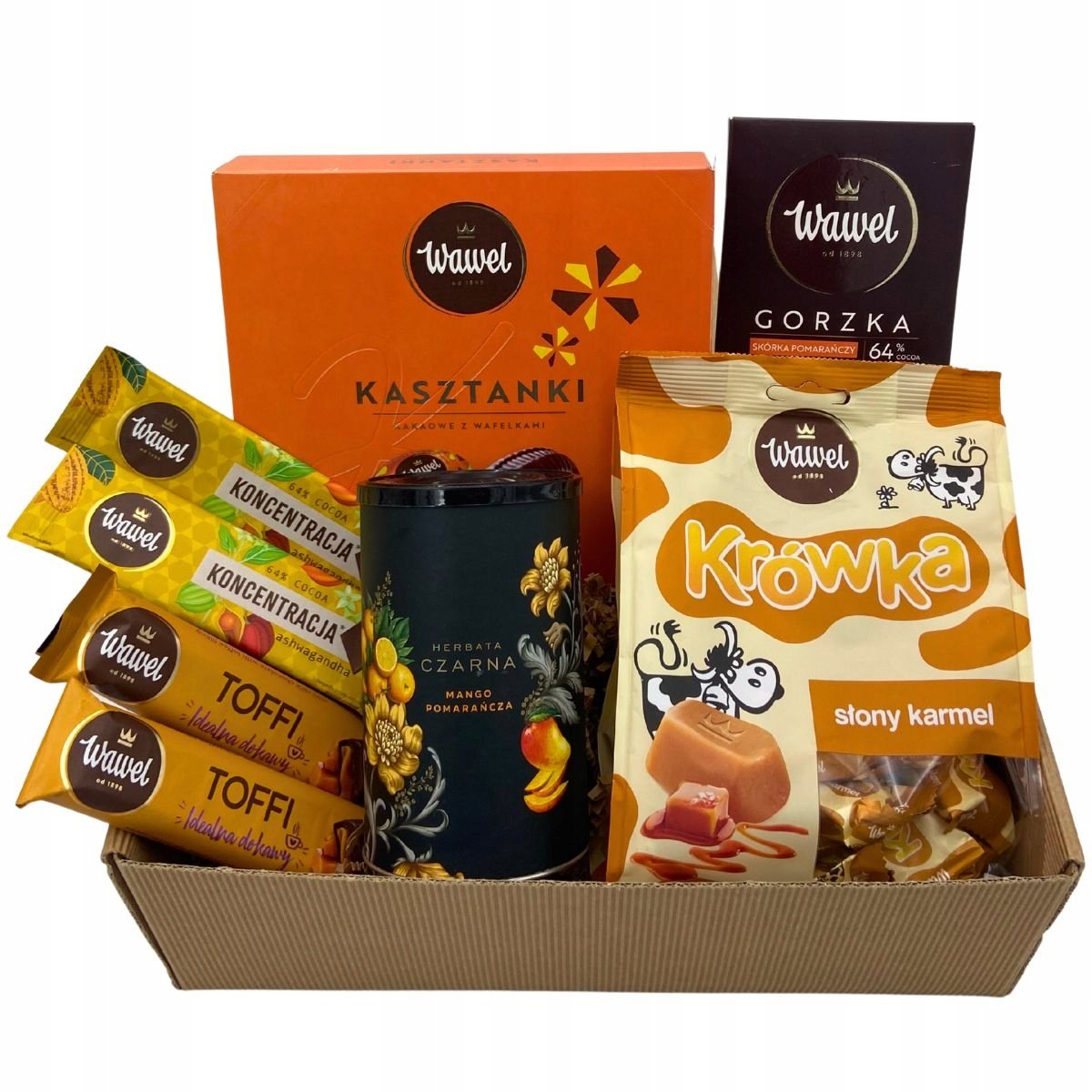 Box Prezentowy Zestaw Herbata Czarna Bombonierka Czekolada Wawel