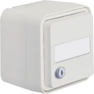 Berker W.1 Berker Gniazdo SCHUKO 2P+Z na klucz, z polem opisowym, klucz z takim samym zamkiem, z przysłonami styków, kompletne, IP55, biały - Gniazdka elektryczne - miniaturka - grafika 1