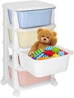 Pojemniki na zabawki - Regał na zabawki z 4 szufladami, pojemnik na kółkach, mobilny orgaznizer pastelowy UNIWERSALNY - miniaturka - grafika 1