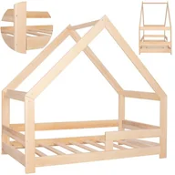 Łóżka dla dzieci i młodzieży - Łóżko ze stelażem domek 160x80cm drewniane łóżeczko dziecięce jasny brąz - miniaturka - grafika 1