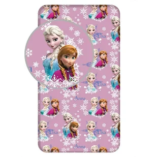 Prześcieradło bawełniane z gumką 90x200 Frozen Anna i Elsa różowe dla dzieci JF24 - Prześcieradła dla dzieci - miniaturka - grafika 1