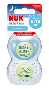 NUK NUK Smoczek Uspakajający 6-18M ""2"" NIGHT&DAY (Święcący) Girl SILIKON 2szt. 736126B - Smoczki uspokajające - miniaturka - grafika 1