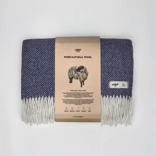 Koc wełniany 145x205 HOP Design Ruru Granatowy - Koce - miniaturka - grafika 1