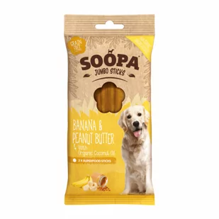 Soopa Dental Stick Jumbo Banana & Peanut Butter – Banan i Masło Orzechowe (170g) - Suplementy i witaminy dla psów - miniaturka - grafika 1