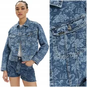 Kurtki damskie - Lee CROPPED RIDER JACKET Tropical luźna damska katana kurtka jeansowa L - LEE - miniaturka - grafika 1