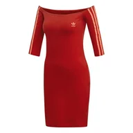 Sukienki i spódnice sportowe - Sukienka damska adidas ED7522 SHOULDER DRESS Czerwona - miniaturka - grafika 1