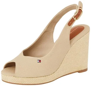 TOMMY HILFIGER Damska flaga HIGH WEDGE ESPAD SLINGBACK Espadryle, BEŻOWY (chrzan), 36 UK, Beżowy chrzan, 39 EU - Espadryle damskie - miniaturka - grafika 1