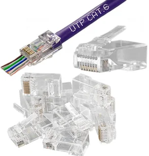 Wtyk RJ45 przelotowy kat 6 UTP pass through 10szt - Wtyczki i adaptery - miniaturka - grafika 1
