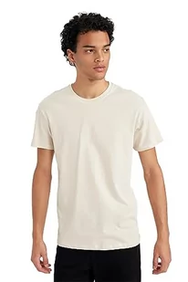 DeFacto Męski t-shirt Slim Fit Basic – klasyczny T-shirt dla mężczyzn, beżowy, XL - Koszulki męskie - miniaturka - grafika 1
