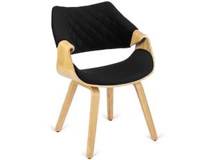 Krzesło Tapicerowane z Drewna Giętego do Salonu LUISE Czarne Welurowe KRZESŁO LUISE CZARNE WELUR - Krzesła - miniaturka - grafika 1