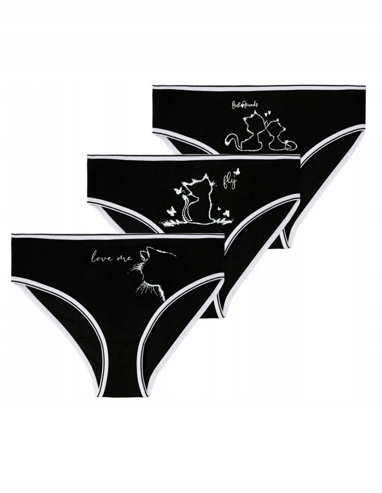 Majtki Figi Dziecięce Nadruk Koty Gładkie Bawełna zestaw 3szt MORAJ 146-152