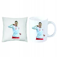 Gadżety dla niej i dla niego - ZESTAW PREZENT PODUSZKA + KUBEK Robert Lewandowski - miniaturka - grafika 1