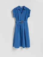 Sukienki - Reserved - Sukienka z paskiem - niebieski - miniaturka - grafika 1