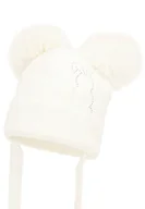 Czapki dla dzieci - Dziewczęca czapka na zimę MELISKA z dwoma pomopnami ekri - miniaturka - grafika 1
