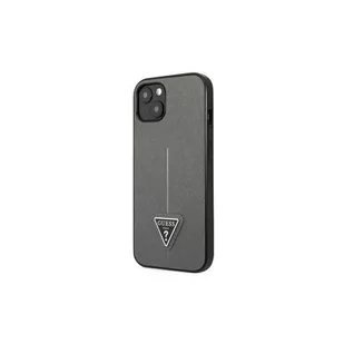 Guess GUHCP14LPSATLG iPhone 14 Pro 6,1` srebrny/silver hardcase SaffianoTriangle Logo - Etui i futerały do telefonów - miniaturka - grafika 1