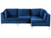 Narożniki - Narożnik modułowy 4-osobowy welurowy lewostronny niebieski EVJA - miniaturka - grafika 1