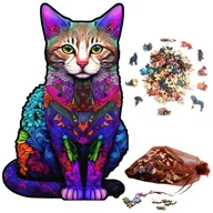 Puzzle - PUZZLE Drewniane WOODEN 3D układanka DLA DOROSŁYCH dzieci PREMIUM KOT A5 - miniaturka - grafika 1