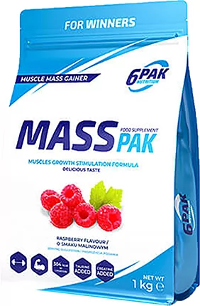 Gainer 6PAK Nutrition Mass Pak 1000 g Malinowy (5902811813495)