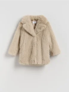 Reserved - Płaszcz ze sztucznego futerka - beżowy - Kurtki i płaszcze dla dziewczynek - miniaturka - grafika 1