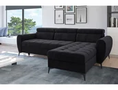 Narożniki - Komfortowy narożnik Bjorn z funkcją spania grafitowy. - miniaturka - grafika 1