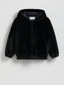 Kurtki i płaszcze dla dziewczynek - Reserved - Kurtka z futerkowego materiału - czarny - miniaturka - grafika 1