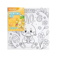 Zabawki kreatywne - Zestaw do malowania Wielkanoc podobrazie, farby, pędzelki i klej brokatowy 25x25cm Aureuo - miniaturka - grafika 1