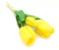Sztuczne kwiaty - Tulipany silikonowe jak żywe żółte w bukiecie 3 sztuk gumowe 29 cm - miniaturka - grafika 1