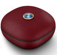 Słuchawki - BMW Bluetooth TWS Leather Metal Logo ENC czerwony - miniaturka - grafika 1