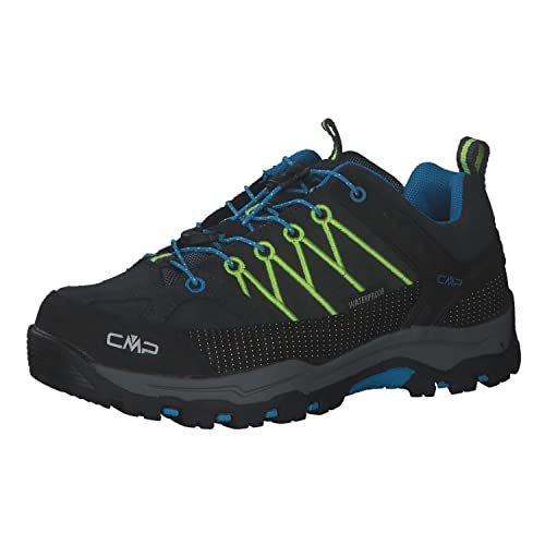 CMP Dziecięce buty Rigel Low Trekking WP, buty unisex dla dzieci i młodzieży, Antracyt żółty neonowy, 28 EU