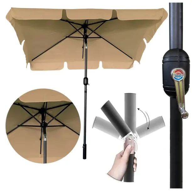Parasol ogrodowy składany solidny z falbaną duży mocny 125x200 cm BALKONOWY