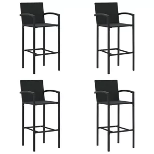 vidaXL Lumarko Stołki barowe, 4 szt., czarne, rattan PE 313455 - Taborety i hokery - miniaturka - grafika 1