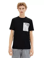 Koszulki męskie - TOM TAILOR Denim Koszulka męska 1036464, 2999 - czarna, XL, 2999 - Black, XL - miniaturka - grafika 1
