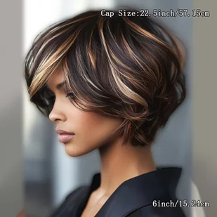 TEMU Eleganckie Peruki z Warstwowym Naturalnym Mieszanką Kolorów 1B/30/60 do Stylizacji dla Kobiet, Brazylijskie Prawdziwe Ludzkie Włosy Bez Koronki, - Pozostałe akcesoria fryzjerskie - miniaturka - grafika 1