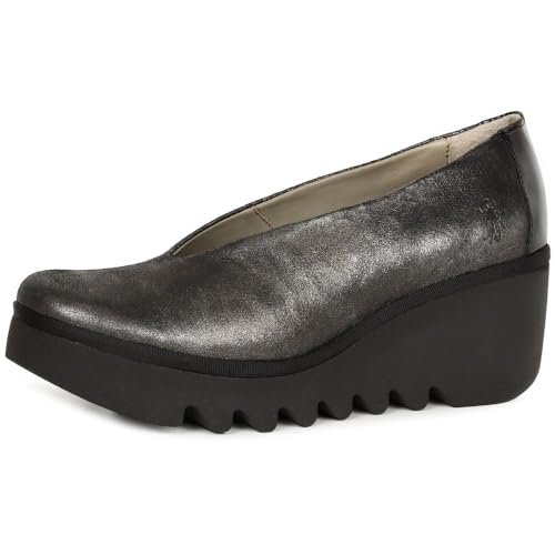 Fly London Damskie czółenka BESO246FLY, srebrne/czarne, 39, Srebrny czarny, 39 EU