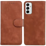 Etui i futerały do telefonów - Do Samsung Galaxy M13 4G Skin Feel Pure Color Skórzane etui na telefon z klapką Brown - miniaturka - grafika 1