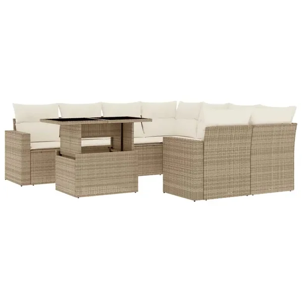 Zestaw mebli ogrodowych modułowych beżowy rattan PE, 62 x 62 x 69 cm