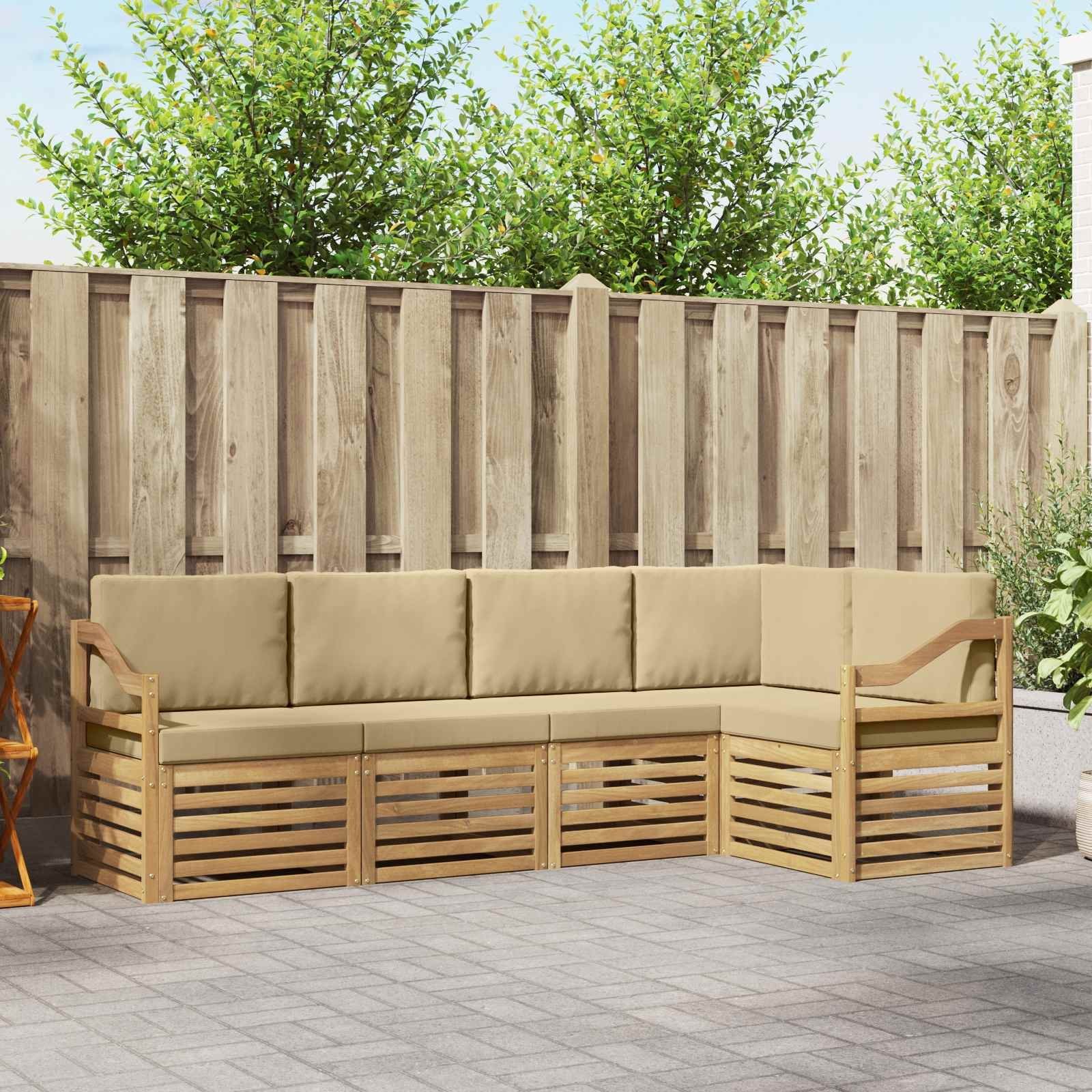vidaXL Zestaw sof na zewnątrz 5 pcs Biały i Beżowy 245 x 126,5 x 73 cm