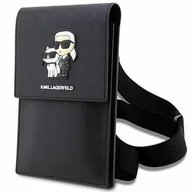 Etui i futerały do telefonów - Karl Lagerfeld Torba na smartfona i akcesoria Saffiano Karl & Choupette Czarny KLWBSAKCPMK - miniaturka - grafika 1